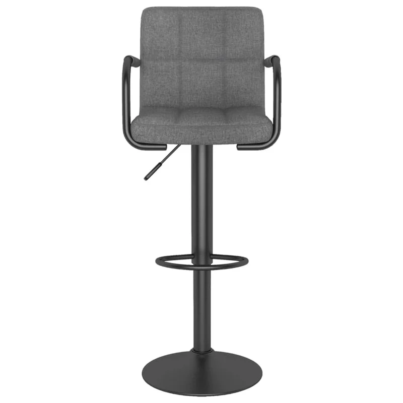 Lot de 2 tabourets de bar chaises hautes avec dossier et accoudoirs en tissu gris clair et acier DEC029679