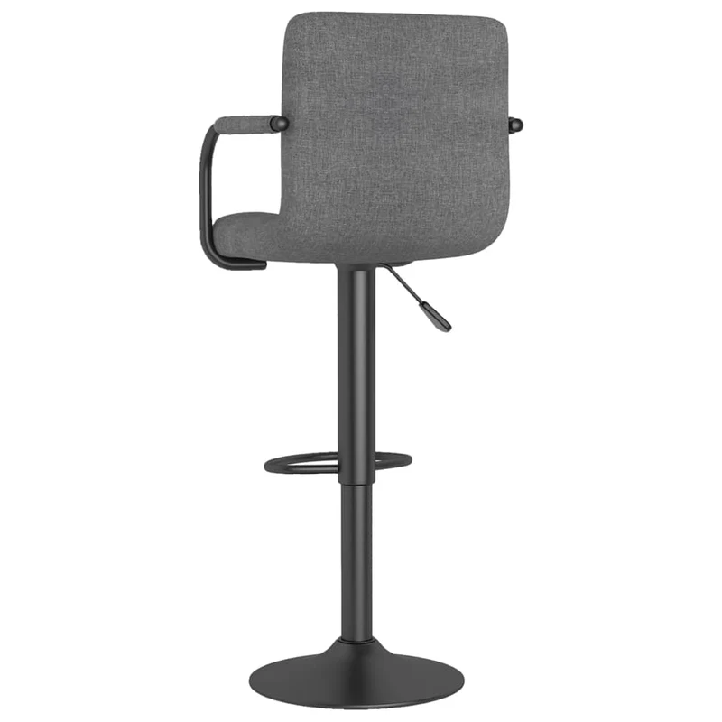Lot de 2 tabourets de bar chaises hautes avec dossier et accoudoirs en tissu gris clair et acier DEC029679