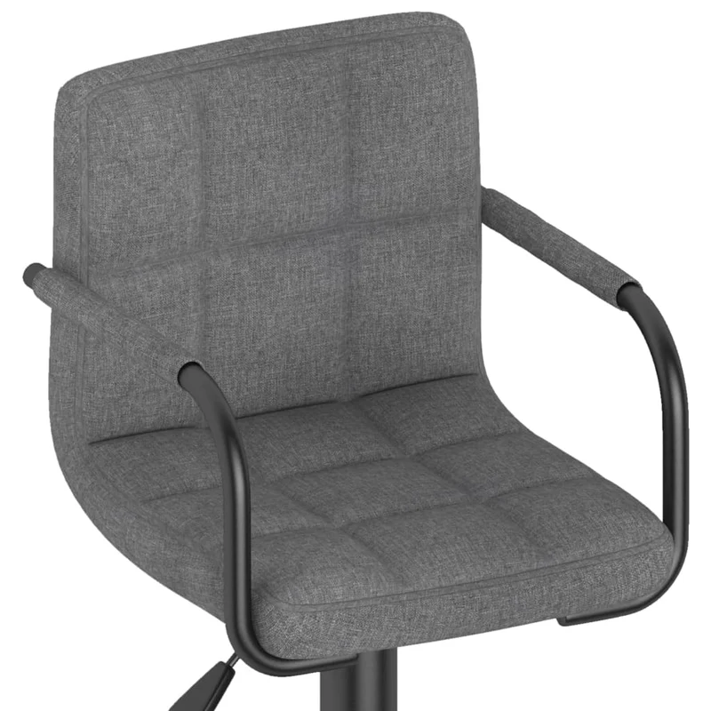 Lot de 2 tabourets de bar chaises hautes avec dossier et accoudoirs en tissu gris clair et acier DEC029679