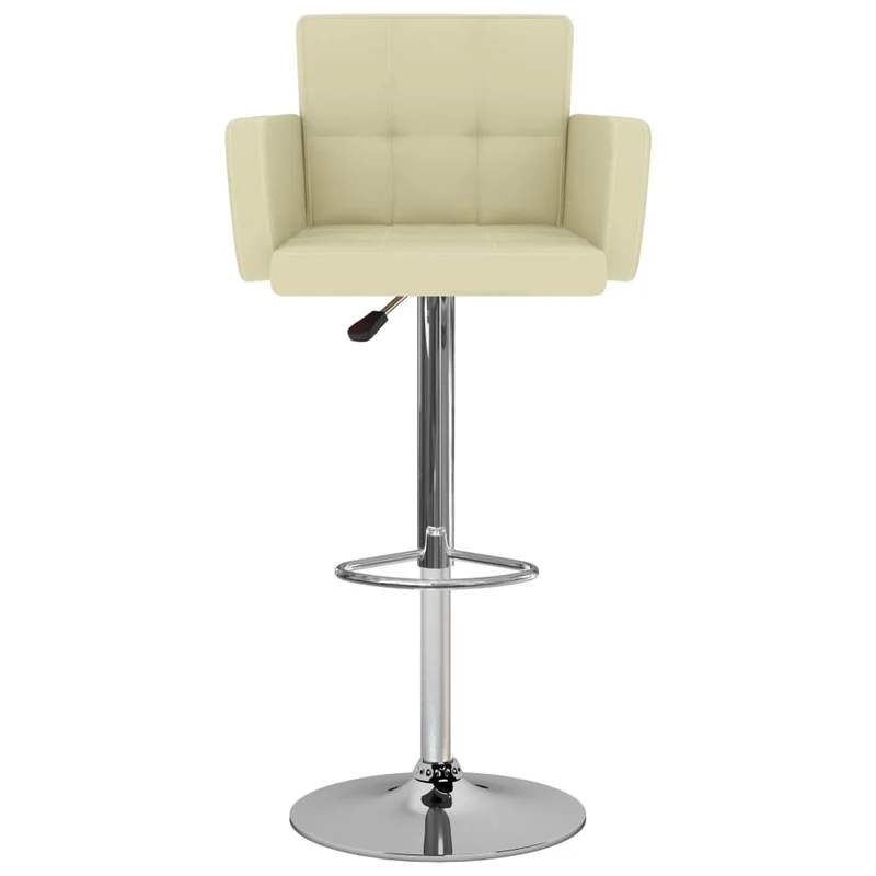 Lot de 2 tabourets de bar chaises hautes avec dossier et accoudoirs en PVC crème et acier DEC029654