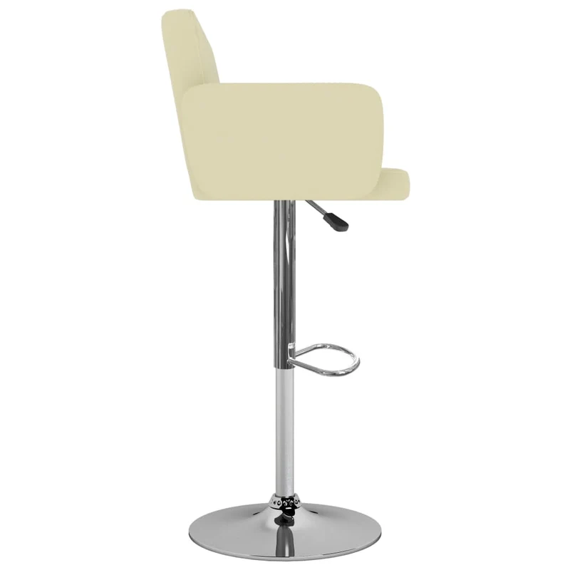 Lot de 2 tabourets de bar chaises hautes avec dossier et accoudoirs en PVC crème et acier DEC029654