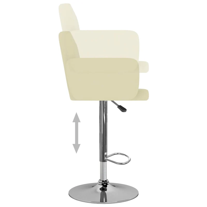 Lot de 2 tabourets de bar chaises hautes avec dossier et accoudoirs en PVC crème et acier DEC029654