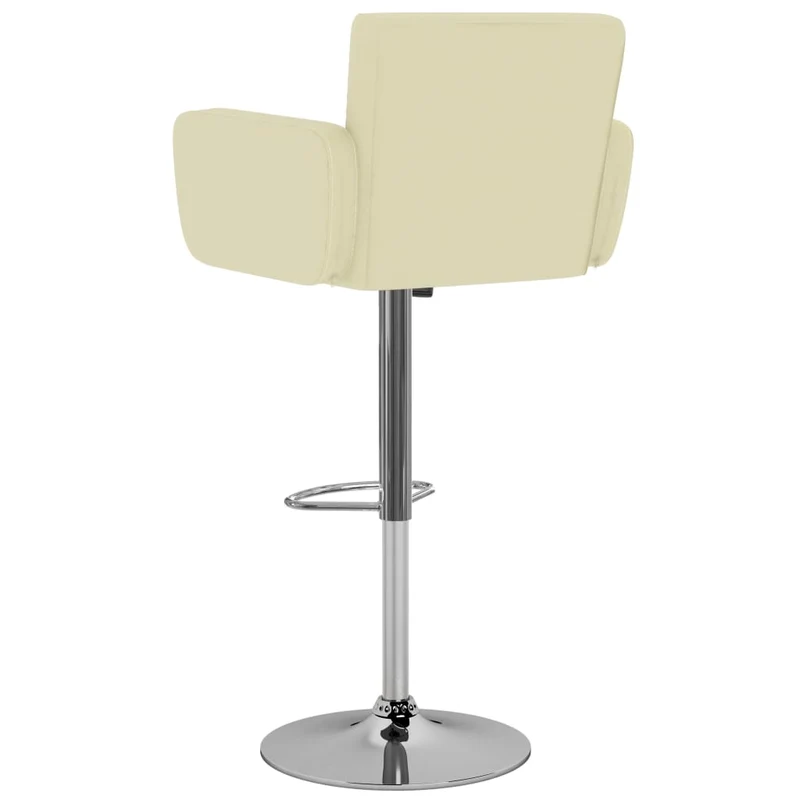 Lot de 2 tabourets de bar chaises hautes avec dossier et accoudoirs en PVC crème et acier DEC029654