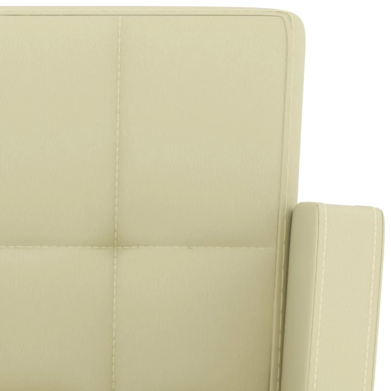 Lot de 2 tabourets de bar chaises hautes avec dossier et accoudoirs en PVC crème et acier DEC029654