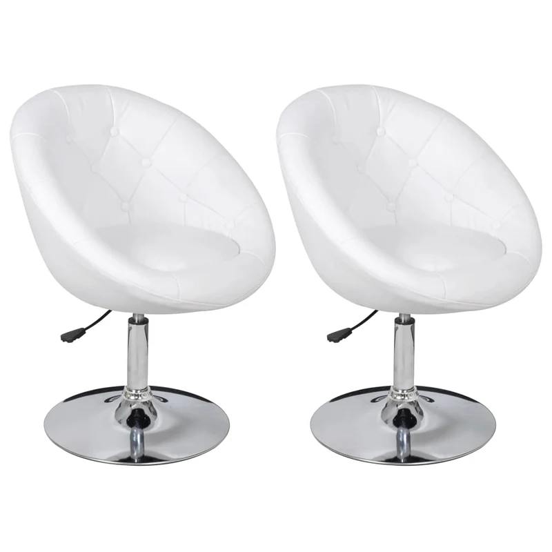 Lot de 2 fauteuils lounge chaises hautes forme oeuf en PVC blanc et acier DEC029616