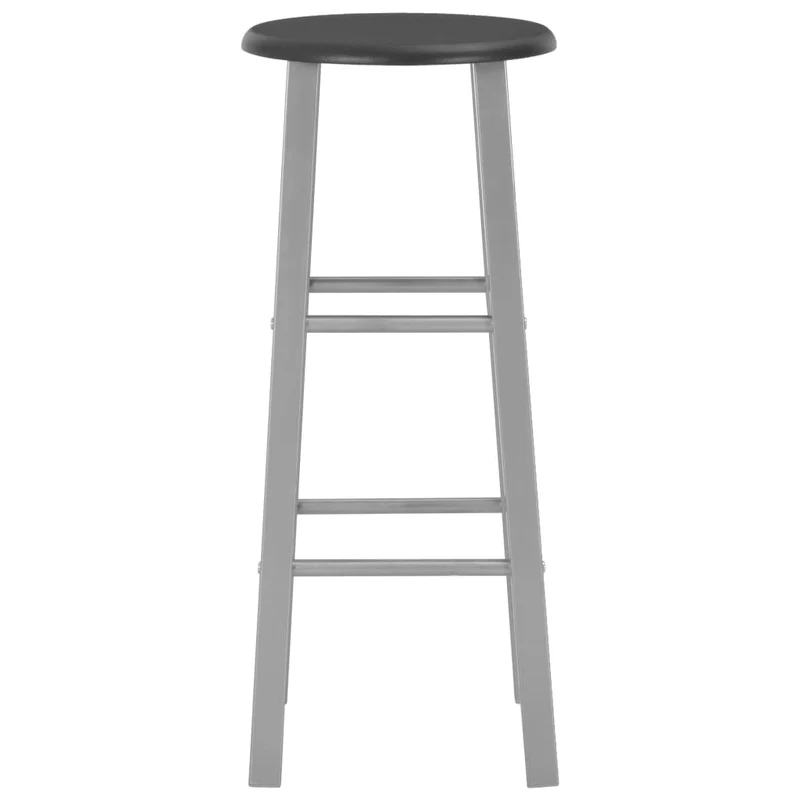 Lot de 2 tabourets de bar chaises hautes hauteur 70 cm structure en acier argenté + siège en MDF noir DEC029605