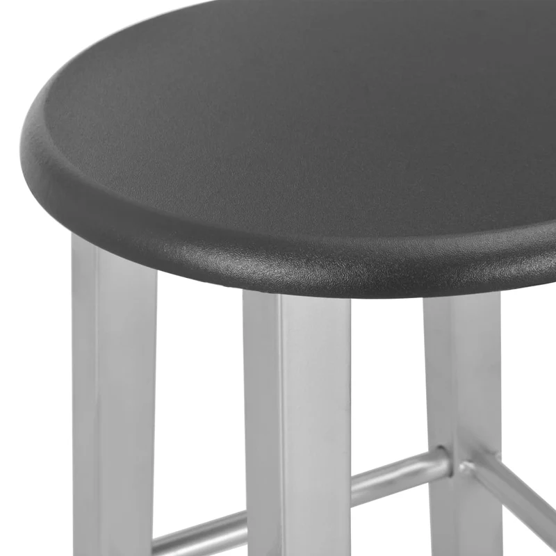 Lot de 2 tabourets de bar chaises hautes hauteur 70 cm structure en acier argenté + siège en MDF noir DEC029605