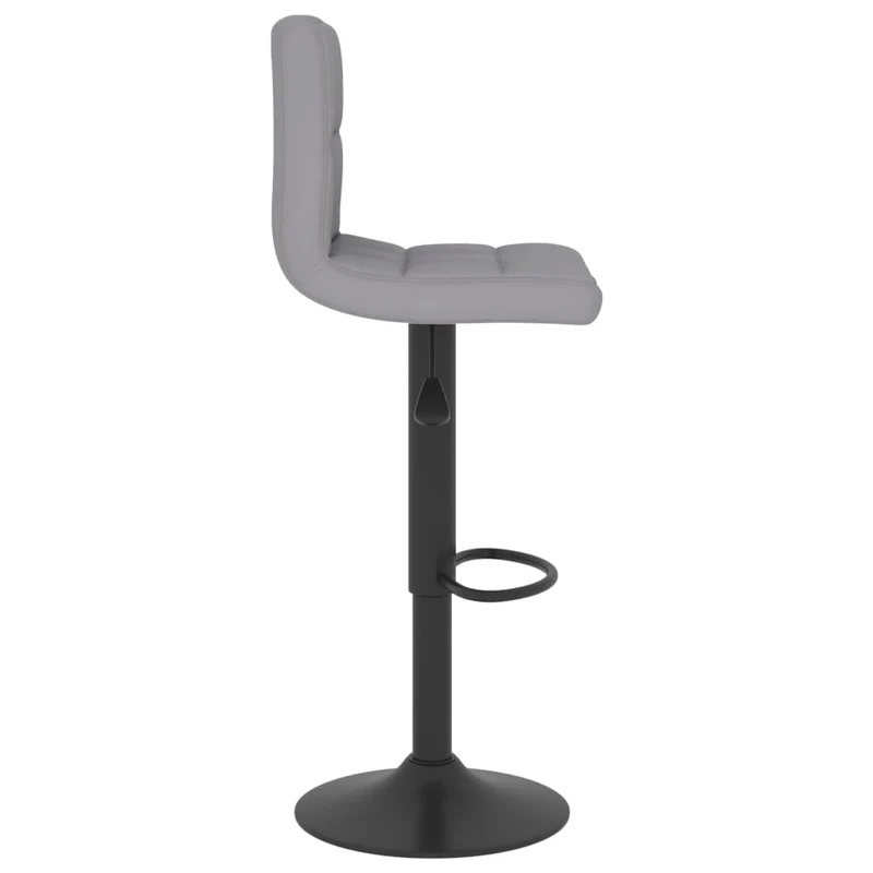 Tabouret de bar x1 chaise haute en tissu gris clair coutures carrées et acier noir DEC029475