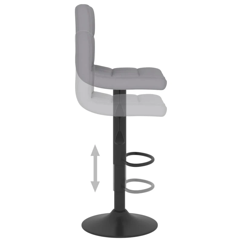 Tabouret de bar x1 chaise haute en tissu gris clair coutures carrées et acier noir DEC029475