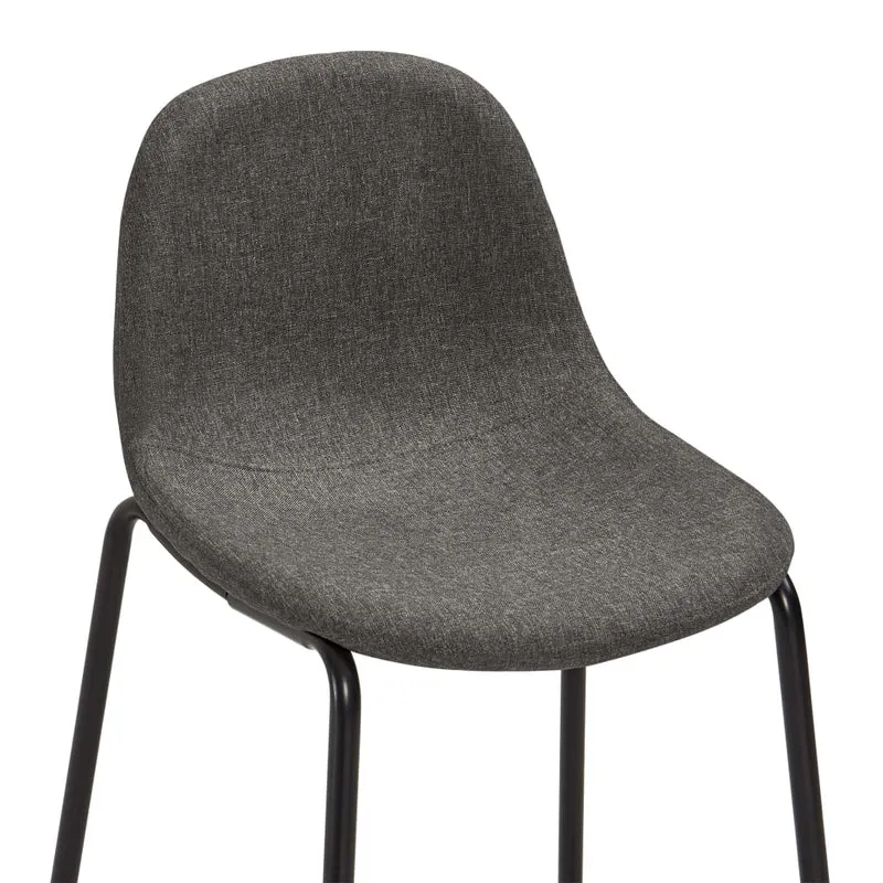 Tabourets de bar x4 chaises haute avec repose-pied en tissu gris foncé et métal DEC029420