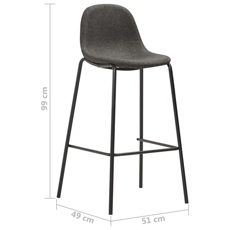 Tabourets de bar x4 chaises haute avec repose-pied en tissu gris foncé et métal DEC029420