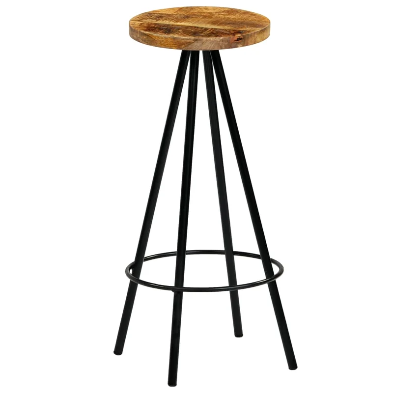 Lot de 4 tabourets de bar chaises haute style industriel hauteur 76 cm en bois de manguier et acier DEC029414