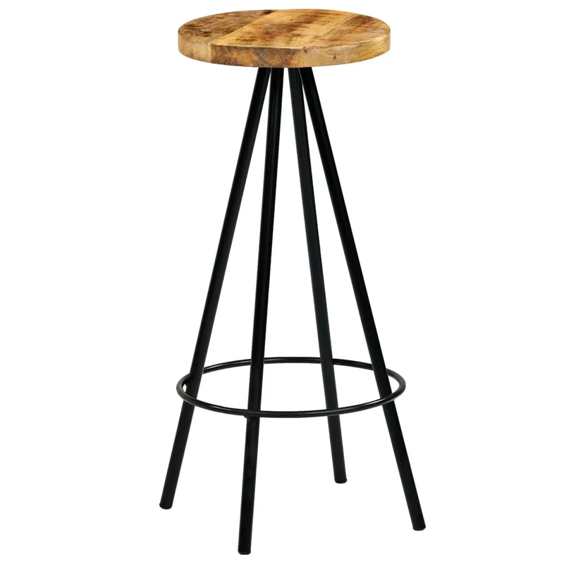 Lot de 4 tabourets de bar chaises haute style industriel hauteur 76 cm en bois de manguier et acier DEC029414