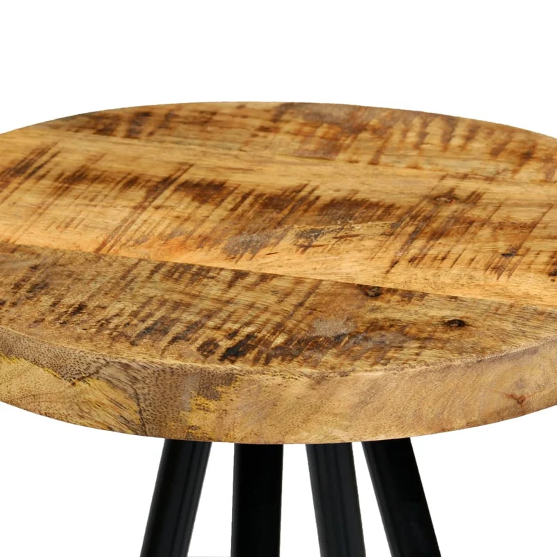 Lot de 4 tabourets de bar chaises haute style industriel hauteur 76 cm en bois de manguier et acier DEC029414