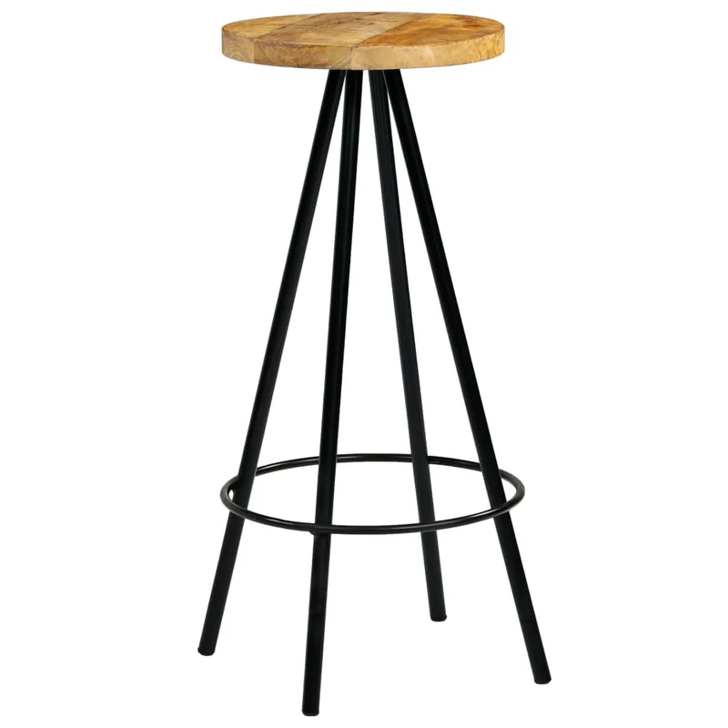 Lot de 4 tabourets de bar chaises haute style industriel hauteur 76 cm en bois de manguier et acier DEC029414
