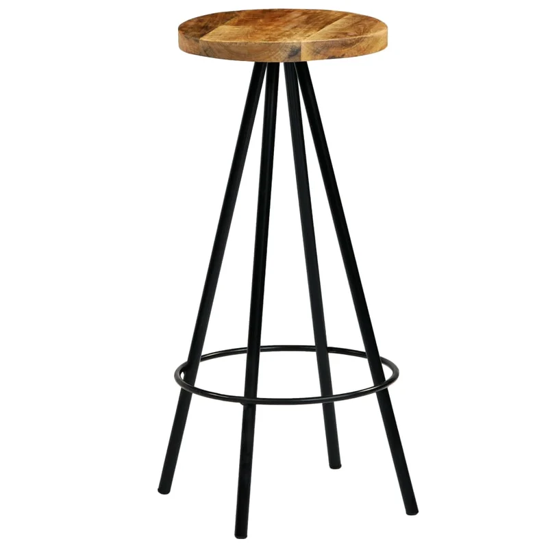 Lot de 4 tabourets de bar chaises haute style industriel hauteur 76 cm en bois de manguier et acier DEC029414