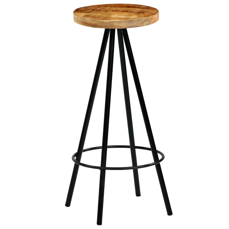Lot de 4 tabourets de bar chaises haute style industriel hauteur 76 cm en bois de manguier et acier DEC029414