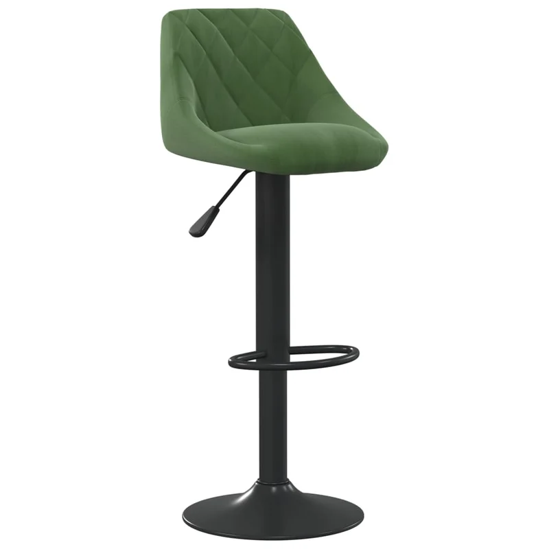 Lot de 2 tabourets de bar chaises hautes en velours vert foncé coutures en losange et acier noir DEC029901