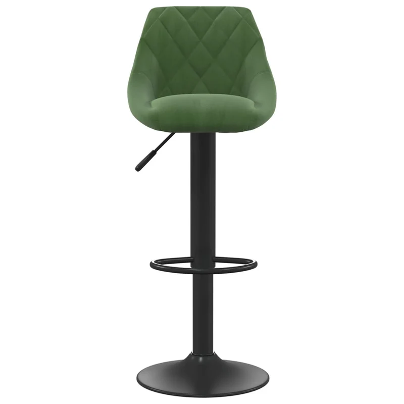 Lot de 2 tabourets de bar chaises hautes en velours vert foncé coutures en losange et acier noir DEC029901