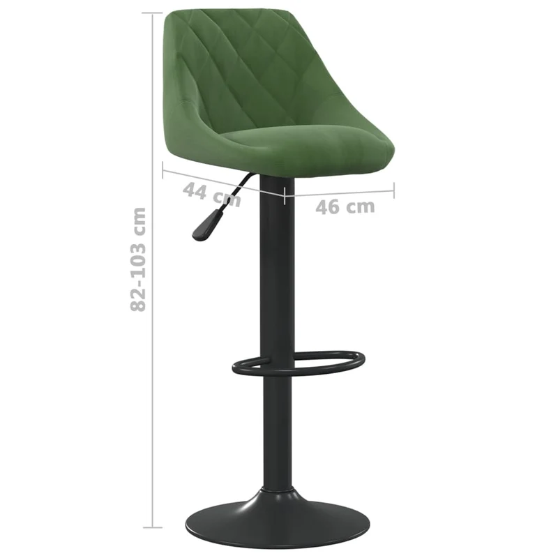 Lot de 2 tabourets de bar chaises hautes en velours vert foncé coutures en losange et acier noir DEC029901