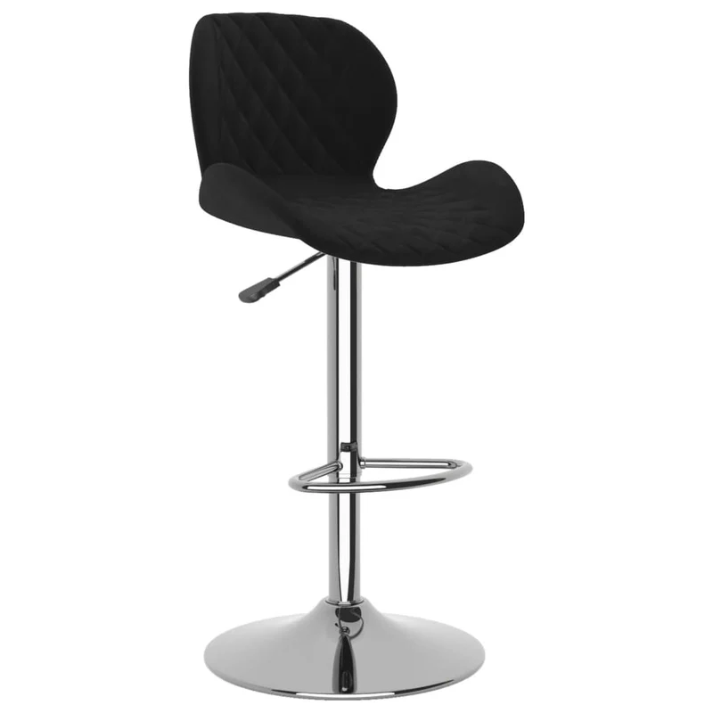 Lot de 2 tabourets de bar chaises hautes noir coutures en losange en velours noir et cadre en acier DEC029834