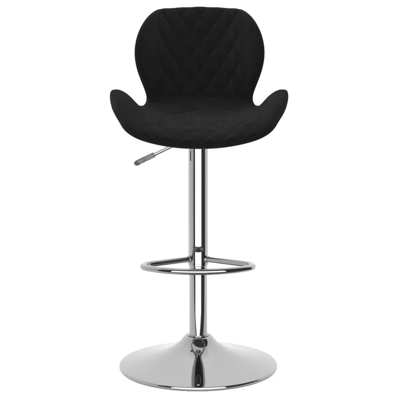 Lot de 2 tabourets de bar chaises hautes noir coutures en losange en velours noir et cadre en acier DEC029834