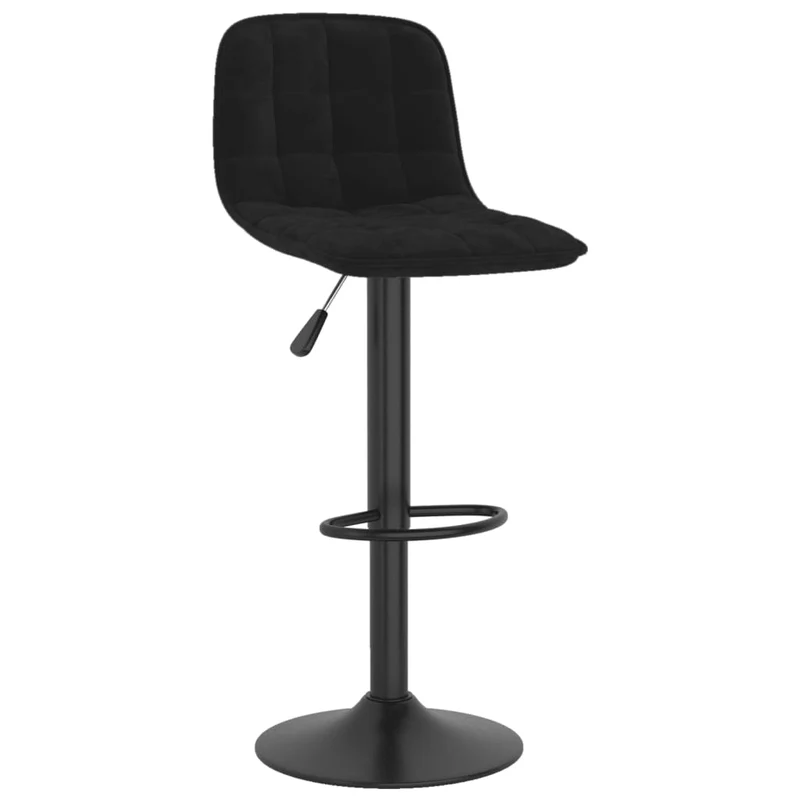 Lot de 2 tabourets de bar chaises hautes en velours noir coutures carrées et acier noir DEC029828