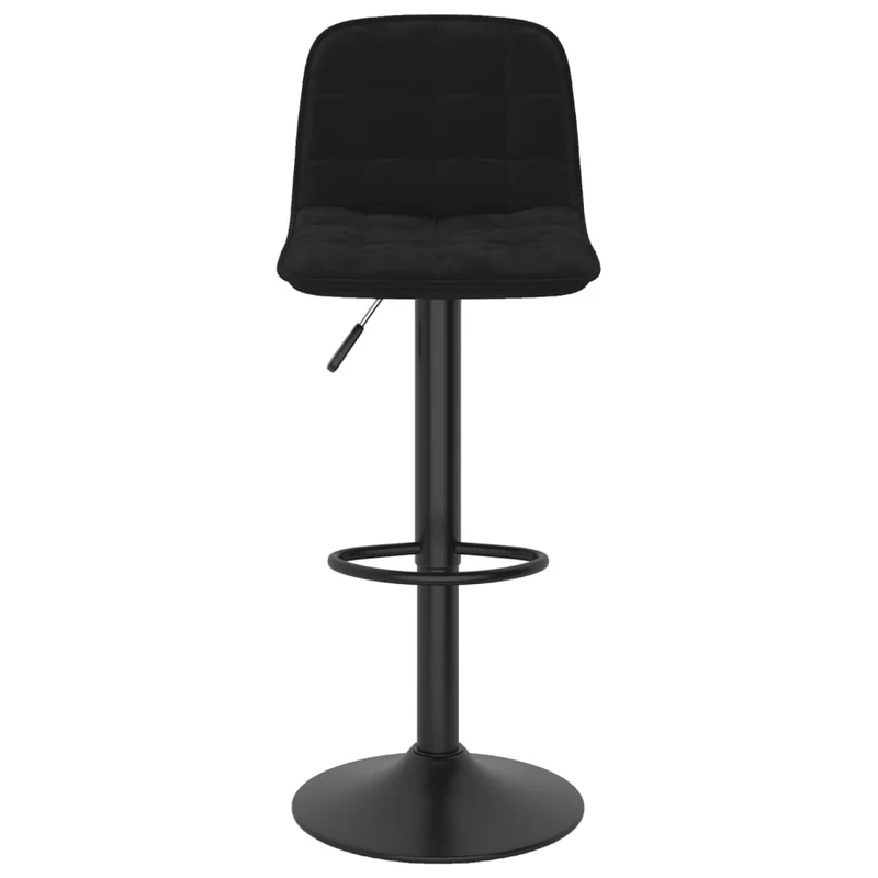 Lot de 2 tabourets de bar chaises hautes en velours noir coutures carrées et acier noir DEC029828