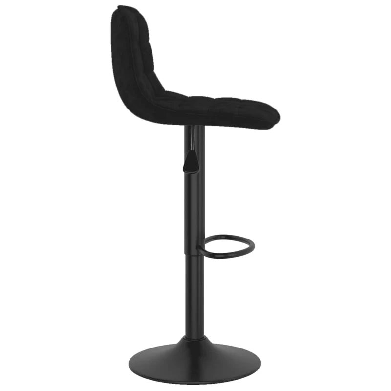 Lot de 2 tabourets de bar chaises hautes en velours noir coutures carrées et acier noir DEC029828