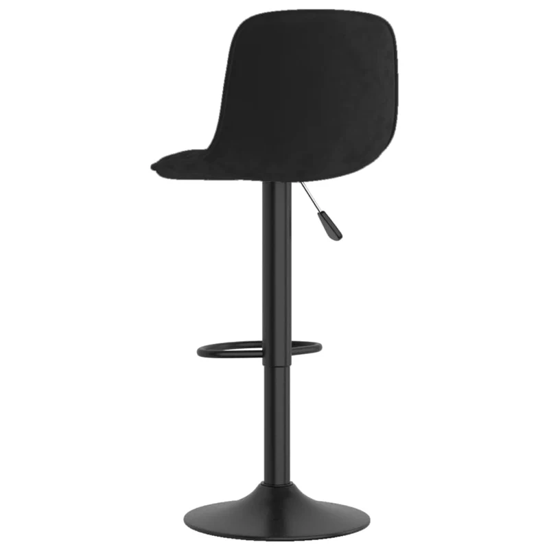 Lot de 2 tabourets de bar chaises hautes en velours noir coutures carrées et acier noir DEC029828