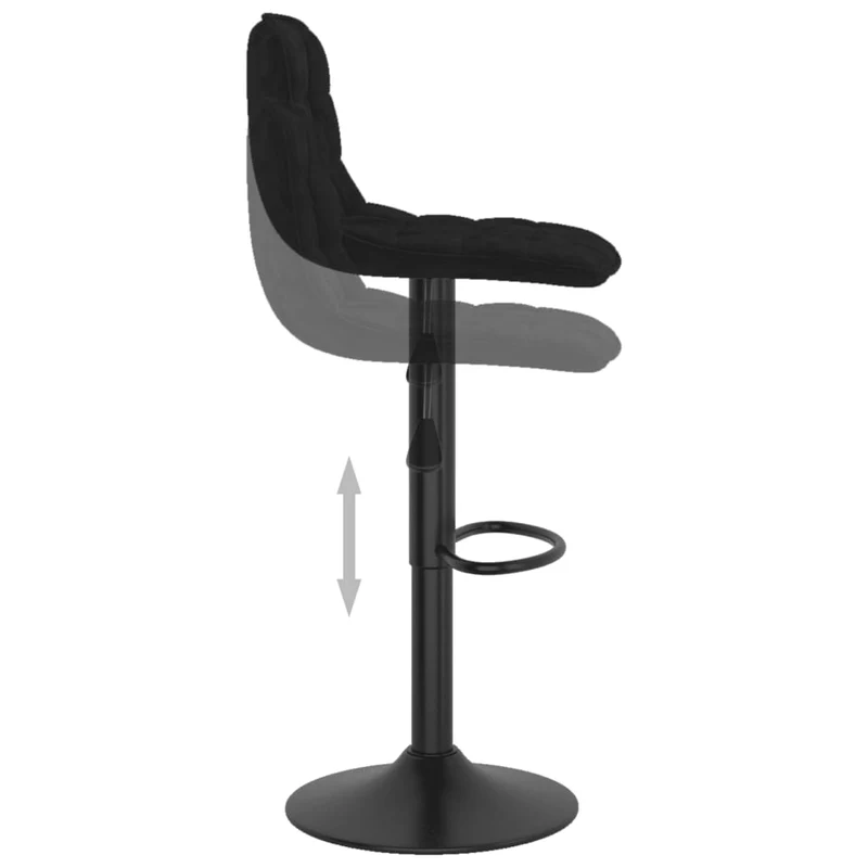 Lot de 2 tabourets de bar chaises hautes en velours noir coutures carrées et acier noir DEC029828