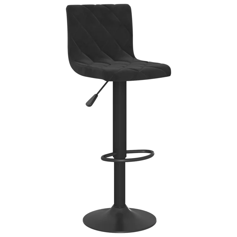 Lot de 2 tabourets de bar chaises hautes avec dossiers coutures losange en velours noir et acier DEC029827