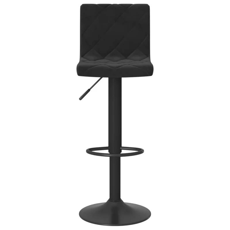 Lot de 2 tabourets de bar chaises hautes avec dossiers coutures losange en velours noir et acier DEC029827