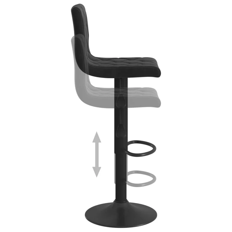 Lot de 2 tabourets de bar chaises hautes avec dossiers coutures losange en velours noir et acier DEC029827