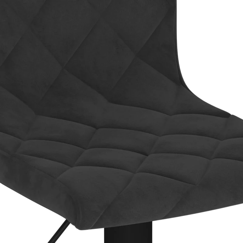 Lot de 2 tabourets de bar chaises hautes avec dossiers coutures losange en velours noir et acier DEC029827