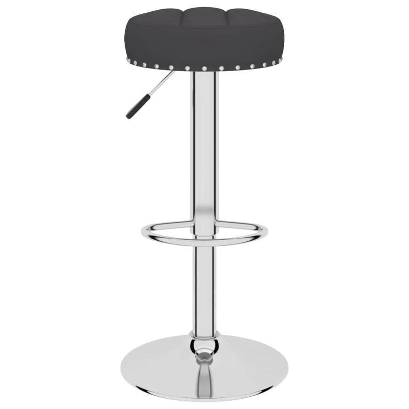 Lot de 2 tabourets de bar chaises hautes en tissu noir avec boutons décoratifs et acier DEC029818