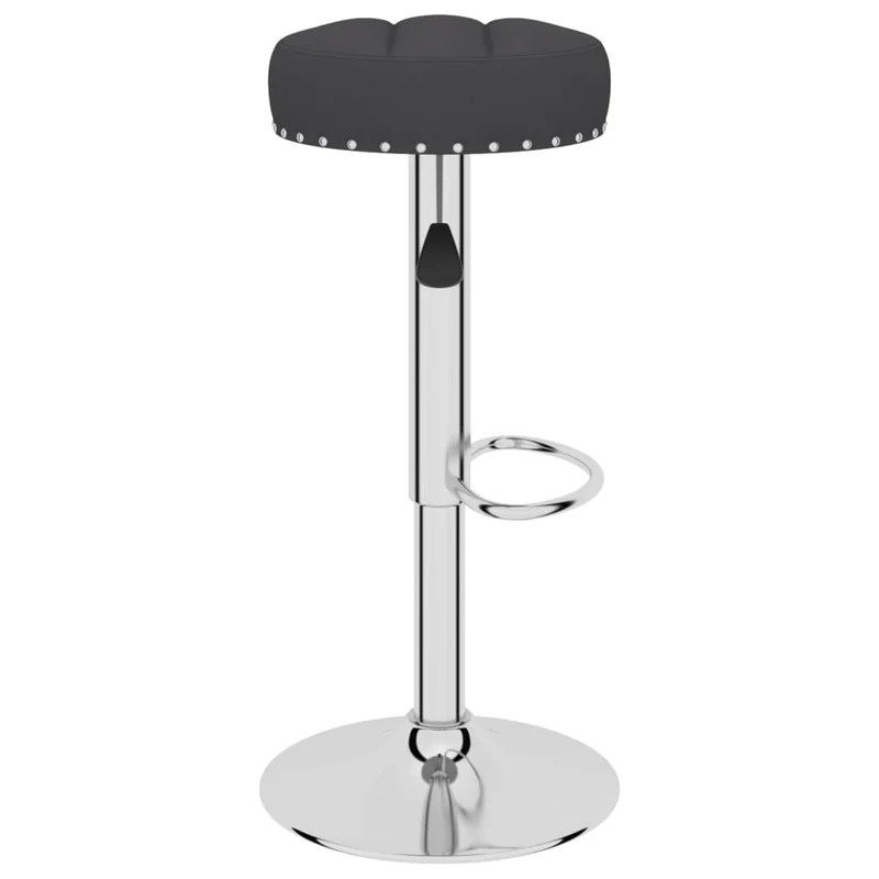 Lot de 2 tabourets de bar chaises hautes en tissu noir avec boutons décoratifs et acier DEC029818