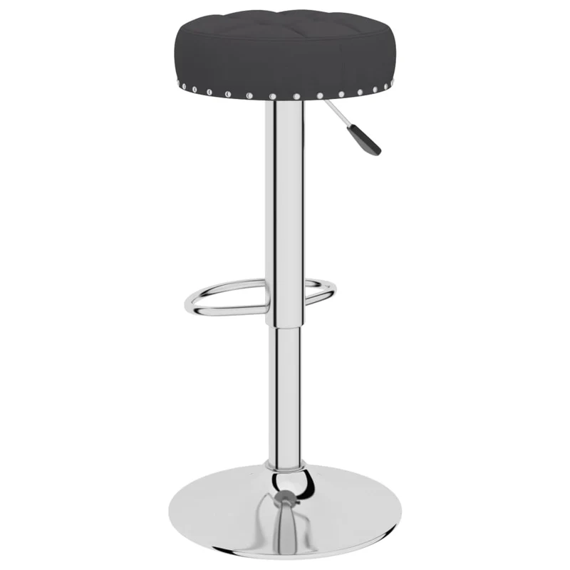Lot de 2 tabourets de bar chaises hautes en tissu noir avec boutons décoratifs et acier DEC029818