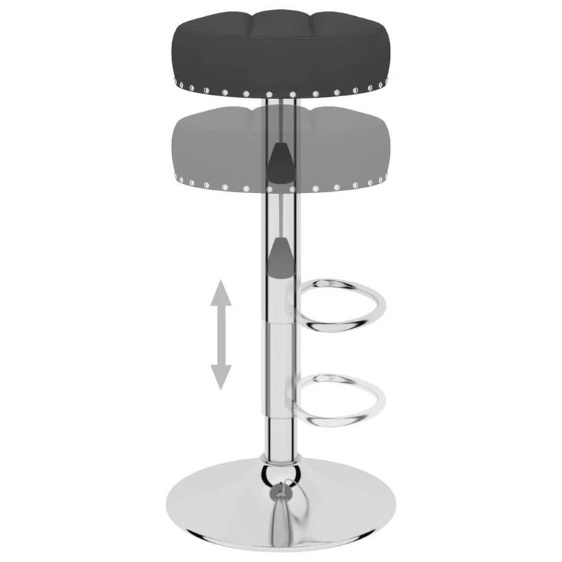 Lot de 2 tabourets de bar chaises hautes en tissu noir avec boutons décoratifs et acier DEC029818