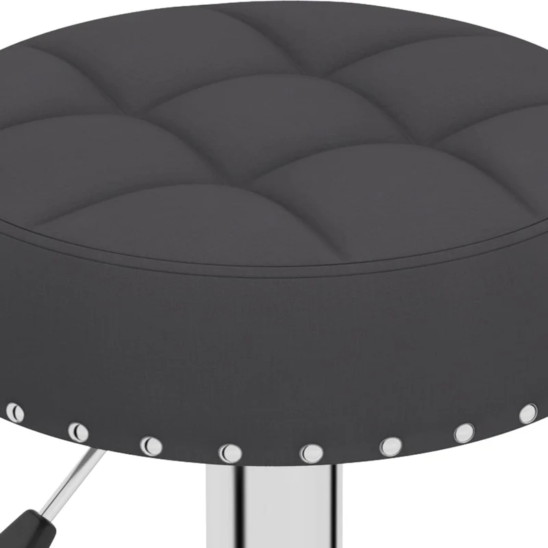 Lot de 2 tabourets de bar chaises hautes en tissu noir avec boutons décoratifs et acier DEC029818