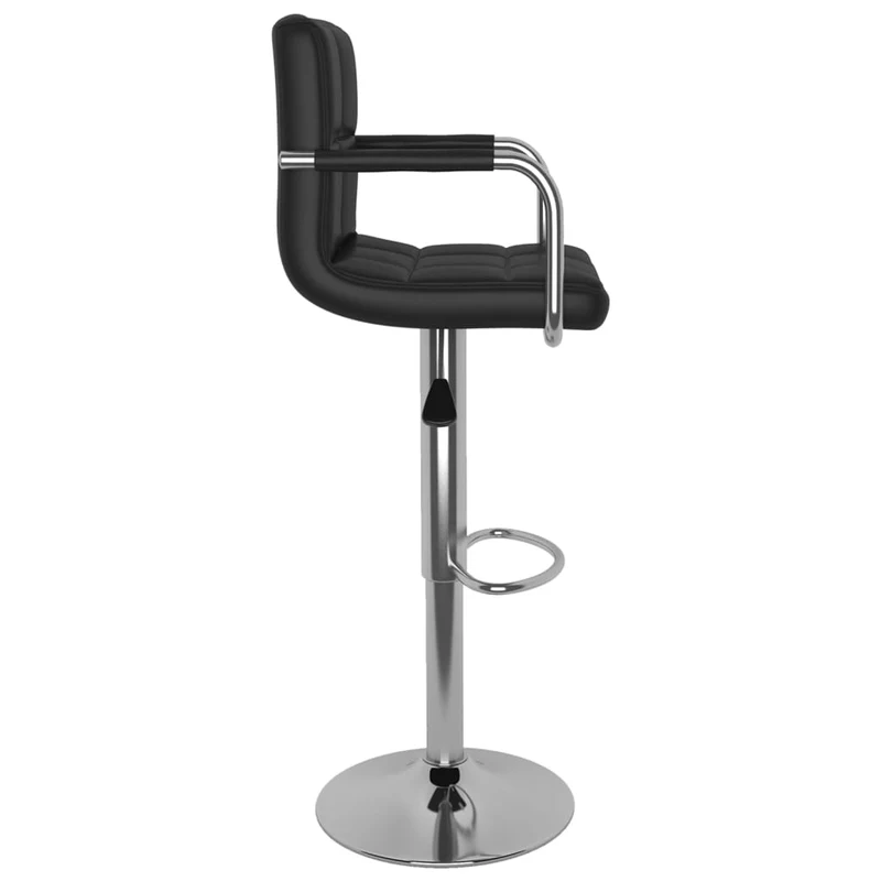 Lot de 2 tabourets de bar chaises hautes avec dossier et accoudoirs en PVC noir et acier DEC029810
