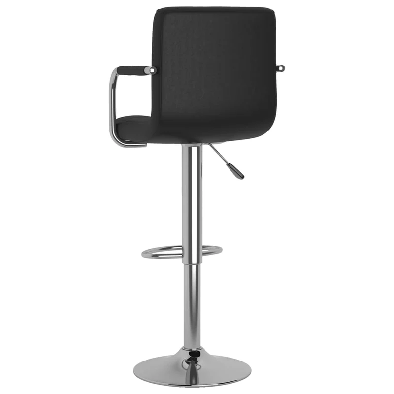 Lot de 2 tabourets de bar chaises hautes avec dossier et accoudoirs en PVC noir et acier DEC029810