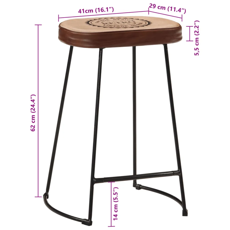 Lot de 2 tabourets de bar design rétro hauteur 62 cm cadre en métal avec revêtement en PVC et toile DEC029770