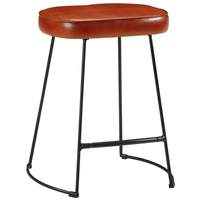 Lot de 2 tabourets de bar hauteur 53 cm cadre en métal avec revêtement en PVC marron DEC029766