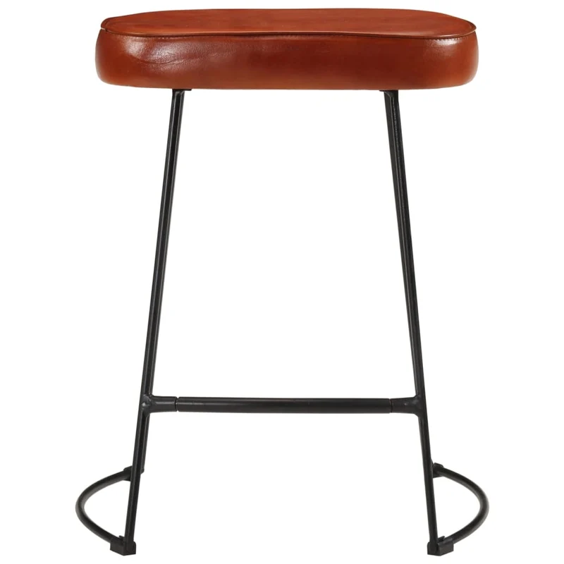 Lot de 2 tabourets de bar hauteur 53 cm cadre en métal avec revêtement en PVC marron DEC029766