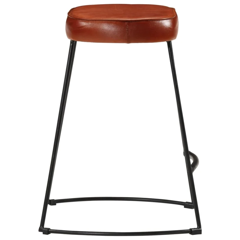 Lot de 2 tabourets de bar hauteur 53 cm cadre en métal avec revêtement en PVC marron DEC029766