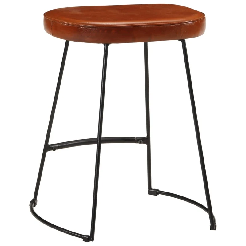 Lot de 2 tabourets de bar hauteur 53 cm cadre en métal avec revêtement en PVC marron DEC029766