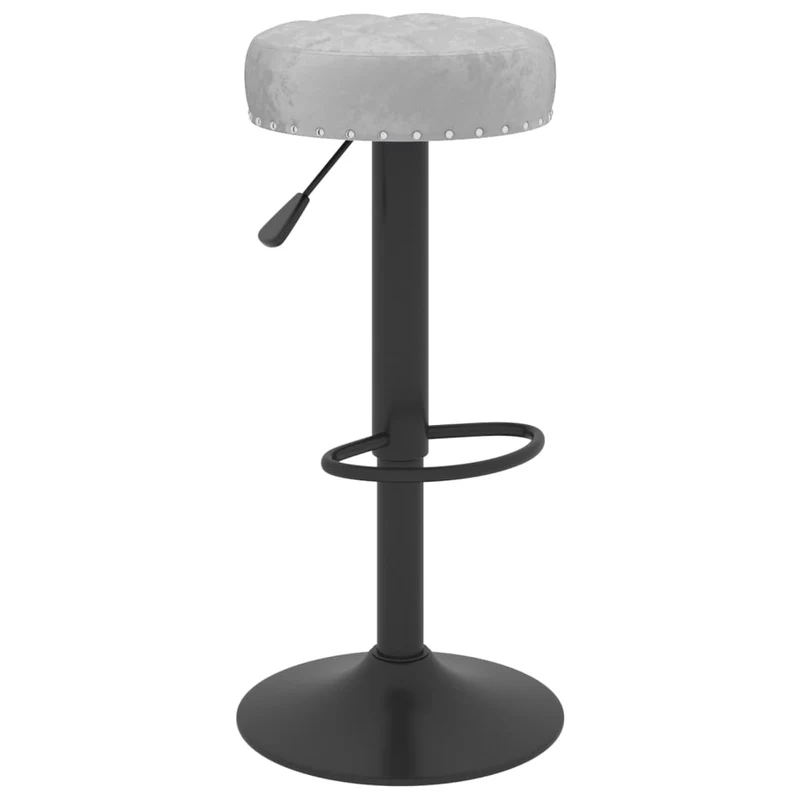 Lot de 2 tabourets de bar chaises hautes en velours gris avec boutons décoratifs et acier noir DEC029740
