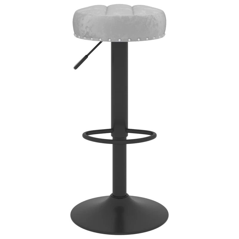 Lot de 2 tabourets de bar chaises hautes en velours gris avec boutons décoratifs et acier noir DEC029740