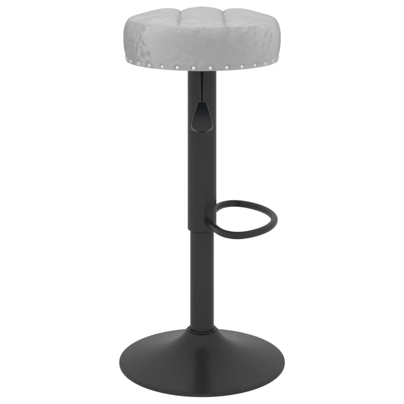 Lot de 2 tabourets de bar chaises hautes en velours gris avec boutons décoratifs et acier noir DEC029740